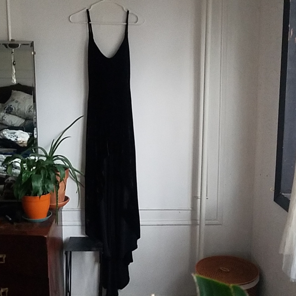 Betsey Johnson velvet asymmetrical dress w/ tail